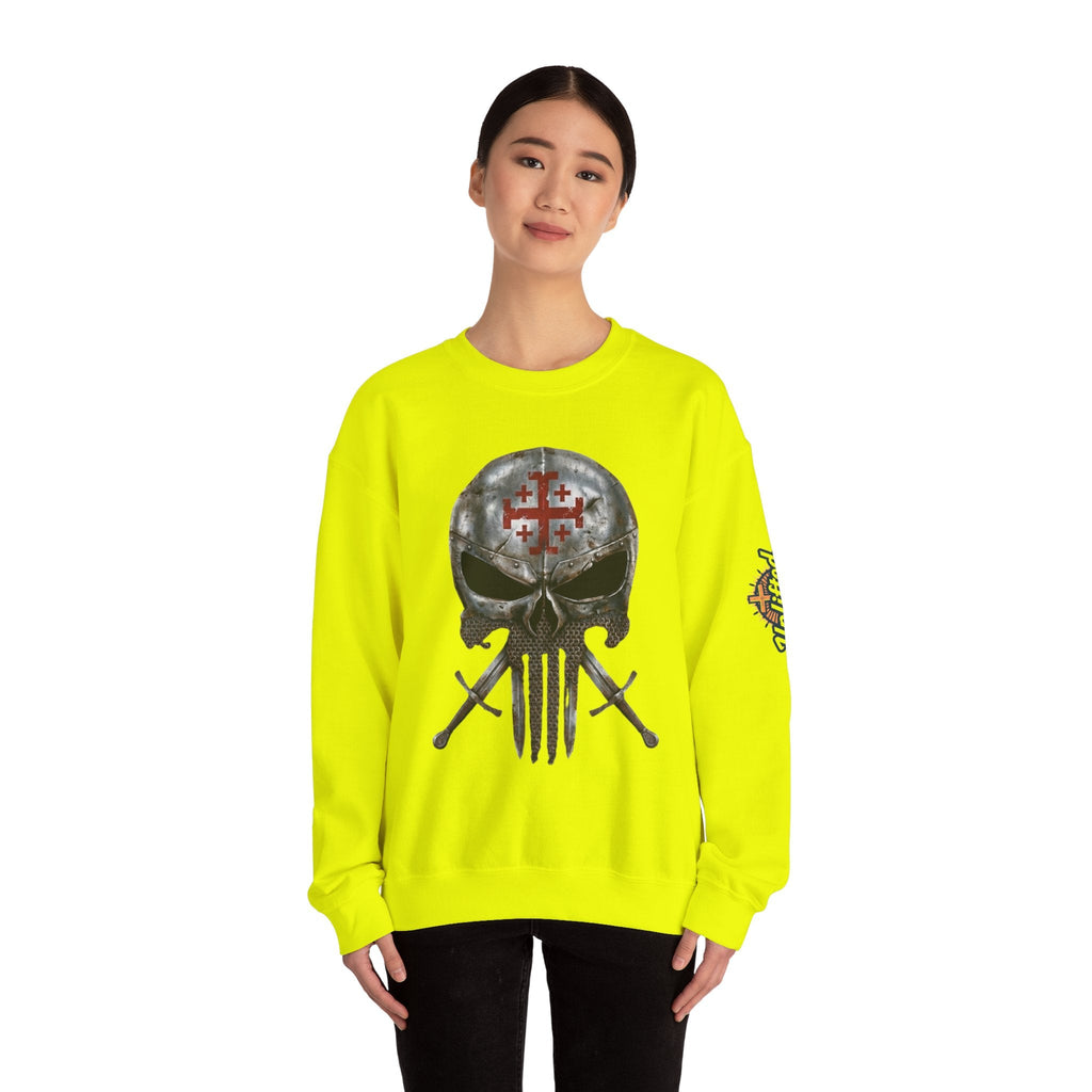 Crusader Knight Christian Skull Sweatshirt - Warrior Armor of God Sweatshirt Printify
