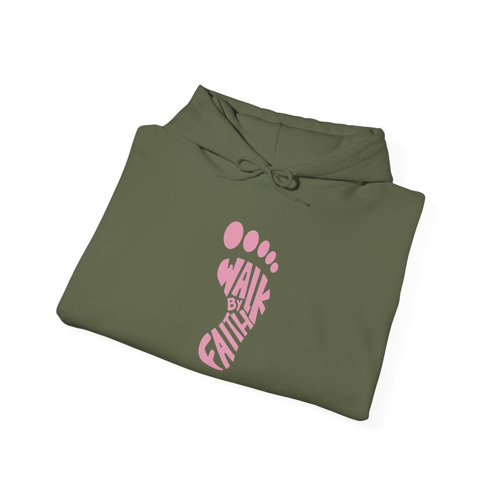 Walk By Faith Footprint Hoodie Printify
