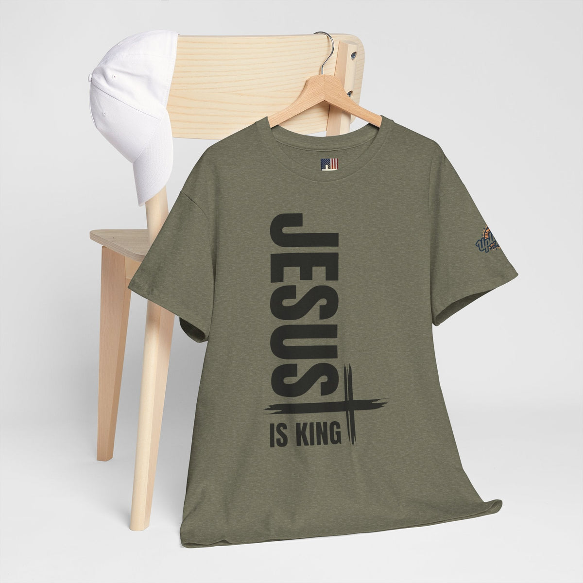 Jesus Is King T-shirt | Modern Typographic Cross Christian T-shirt Printify