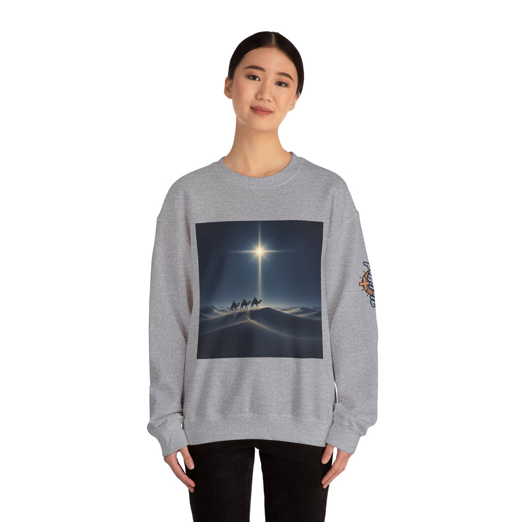 3 Wise Men Sweatshirt – Magi Camels Nativity Journey Christian Christmas Sweatshirt for Epiphany Faith & Holy Night Printify