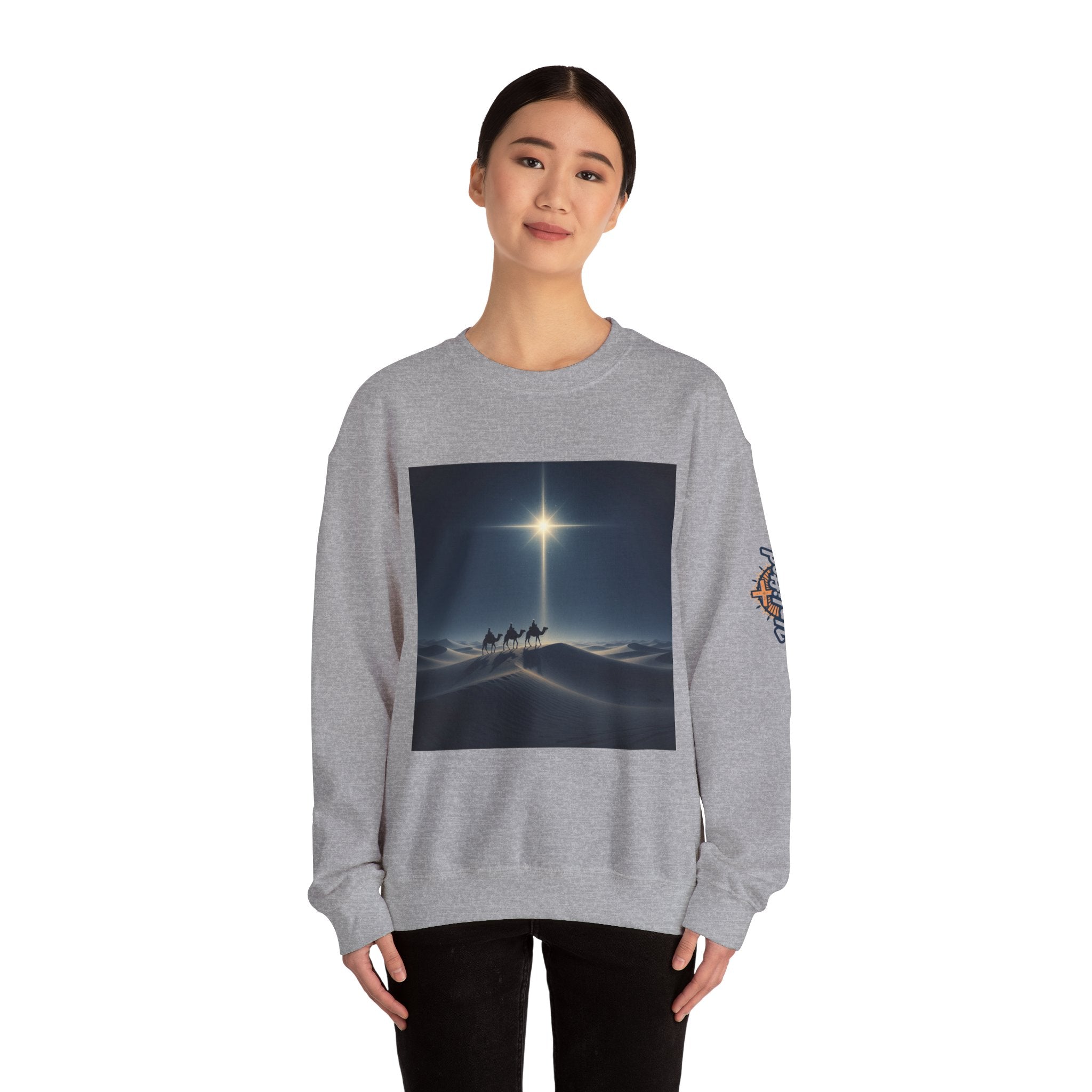 3 Wise Men Sweatshirt – Magi Camels Nativity Journey Christian Christmas Sweatshirt for Epiphany Faith & Holy Night Printify