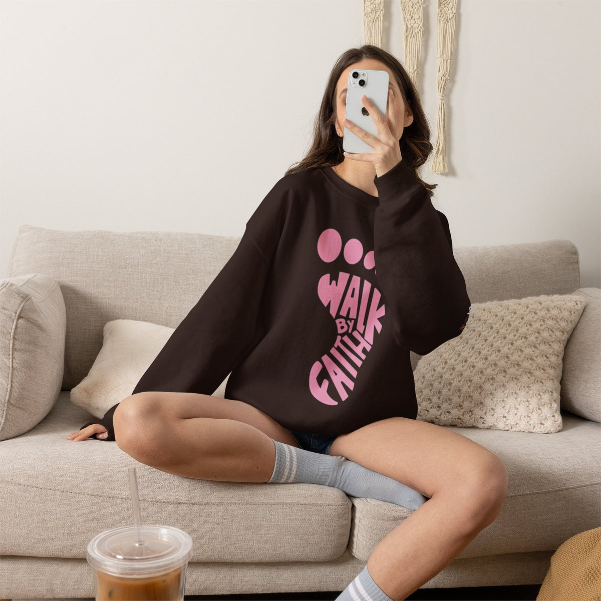Walk By Faith Footprint Sweatshirt Printify