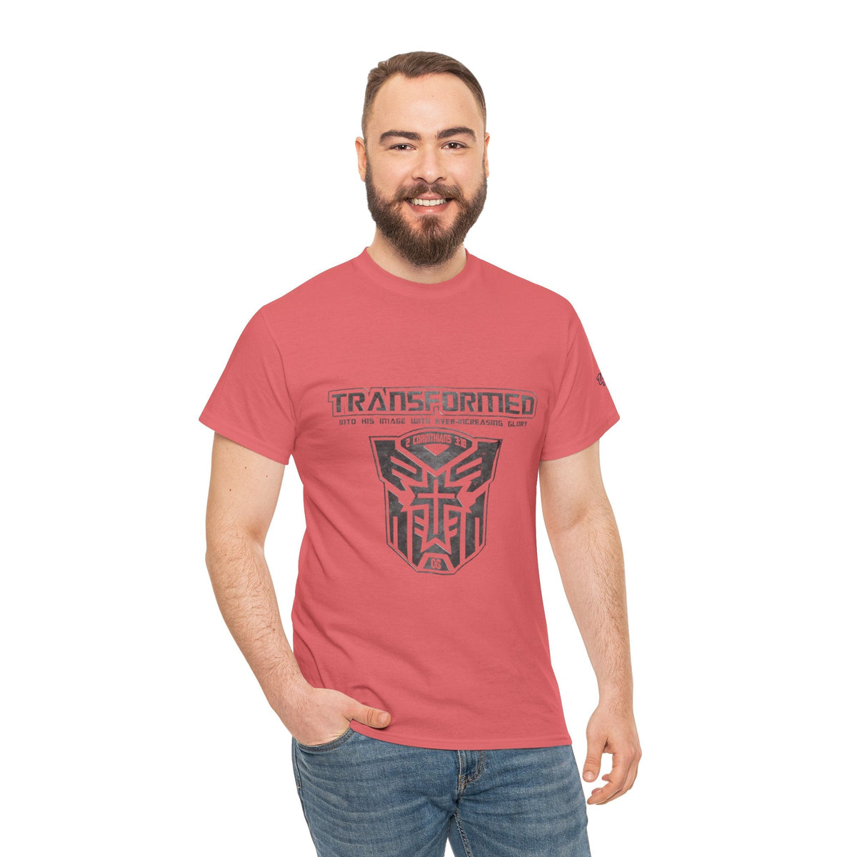 Transformer Logo Christian T-shirt | 2 Corinthians 3:18 Bible Verse T-shirt Printify