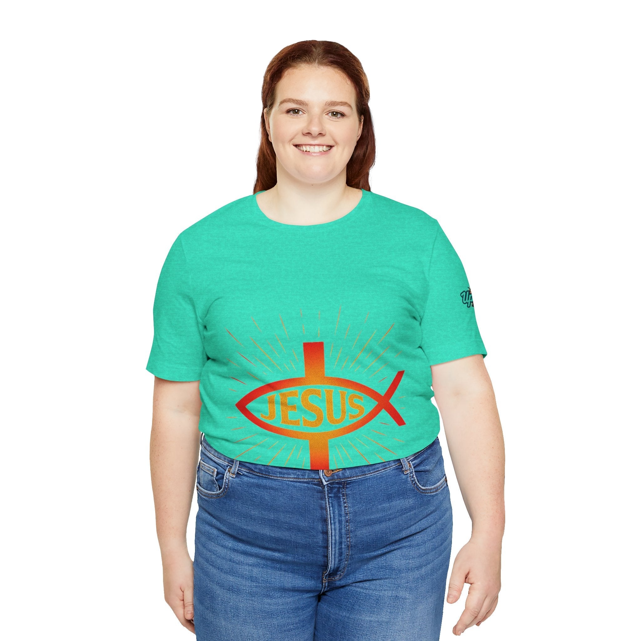 Jesus Ichthys T-shirt – Christian Fish Symbol with Cross & Jesus Inscription T-shirt for Eternal Faith & Streetwear Printify