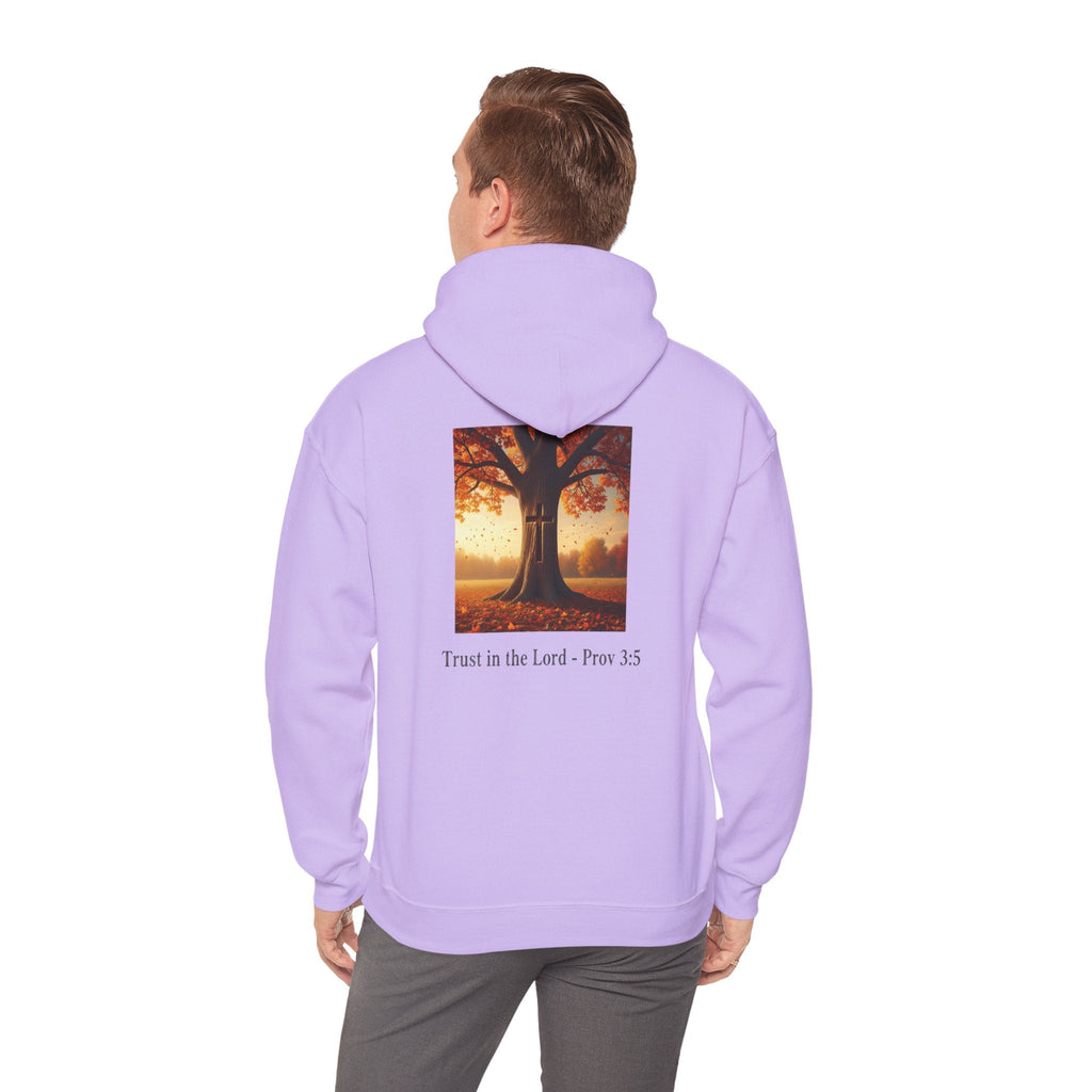 Trust in the Lord Hoodie – Autumn Tree Proverbs 3:5 Christian Hoodie for Cozy Faith Printify