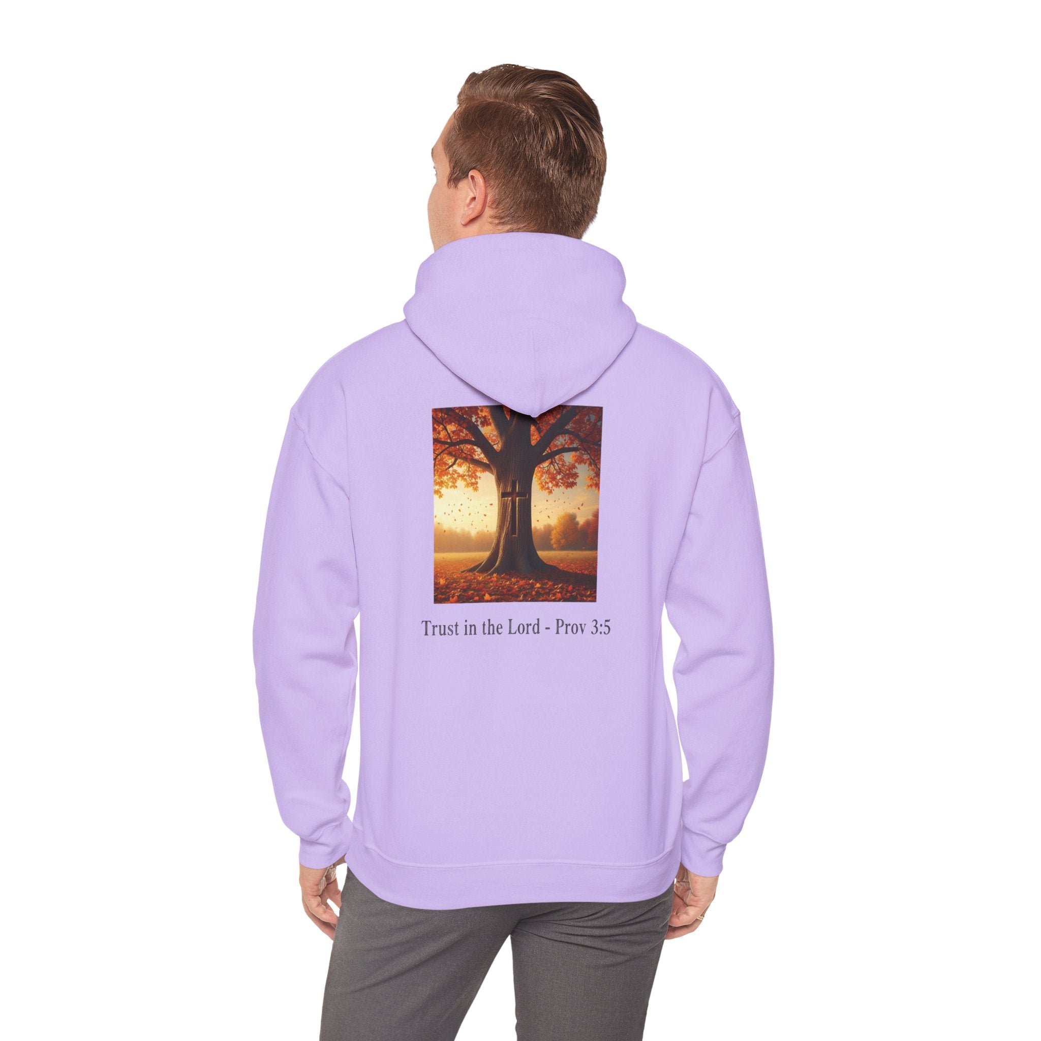Trust in the Lord Hoodie – Autumn Tree Proverbs 3:5 Christian Hoodie for Cozy Faith Printify