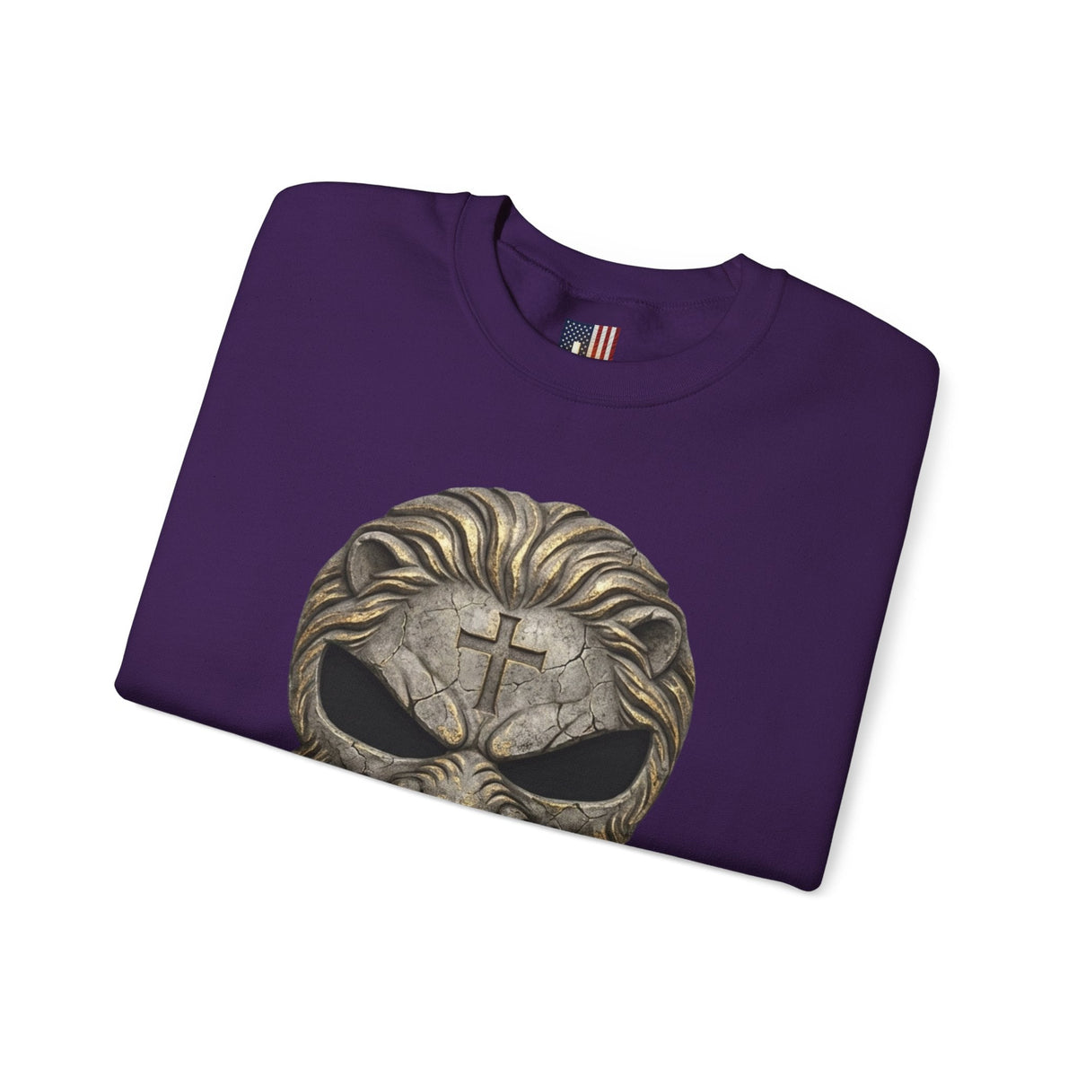 Lion of Judah Skull Christian Sweatshirt - Warrior Faith Cross Sweatshirt Printify