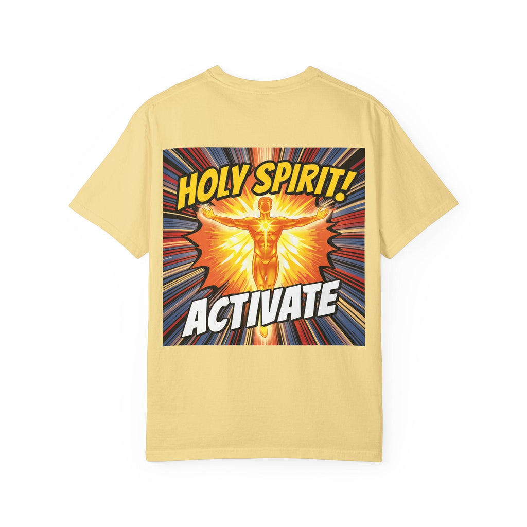 Holy Spirit Activate T-shirt – Superhero Christian T-shirt with Vibrant Power-Up Design for Faith-Fueled Boldness Printify