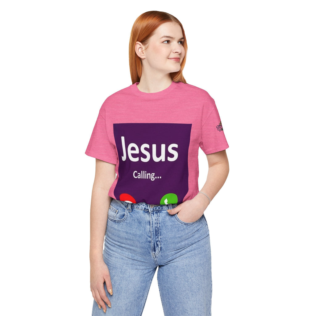 Jesus Calling T-shirt – Funny Cell Phone Screen Christian T-shirt for Divine Connection & Faith Humor Printify