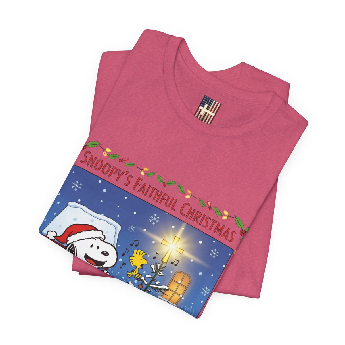 🎄 Faithful Christmas Friends – Christian Holiday T-Shirt | Festive Tree & Cartoon Duo | Heartwarming Christmas Tee by Uplifted Gear Printify