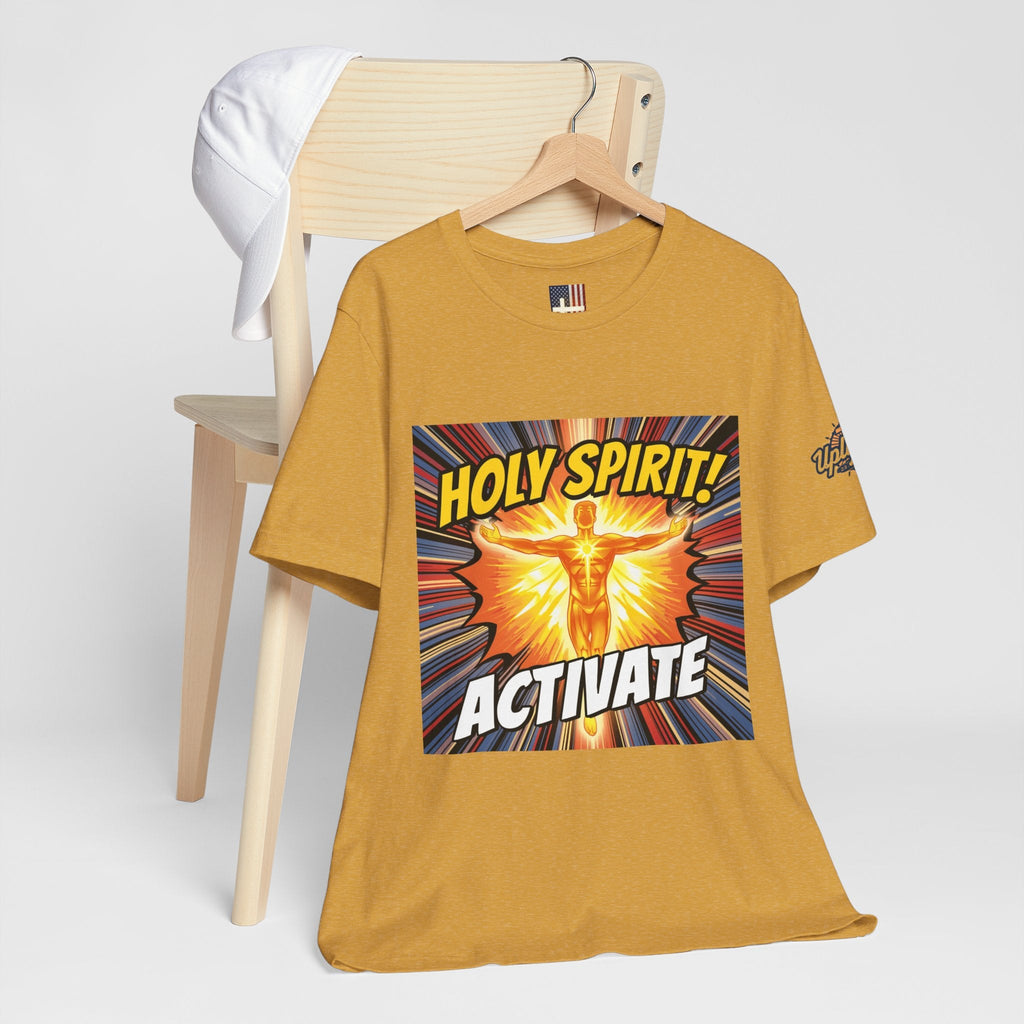 Holy Spirit Activate T-shirt – Superhero Christian T-shirt with Vibrant Power-Up Design for Faith-Fueled Boldness Printify