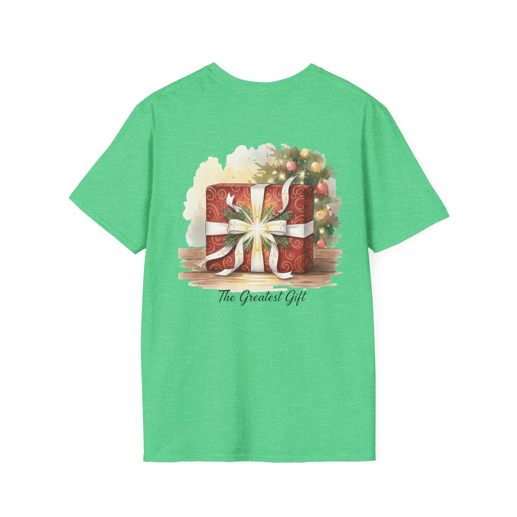 The Greatest Gift T-shirt – Cross Bow Present Christian T-shirt for Christmas Salvation & Eternal Faith Printify