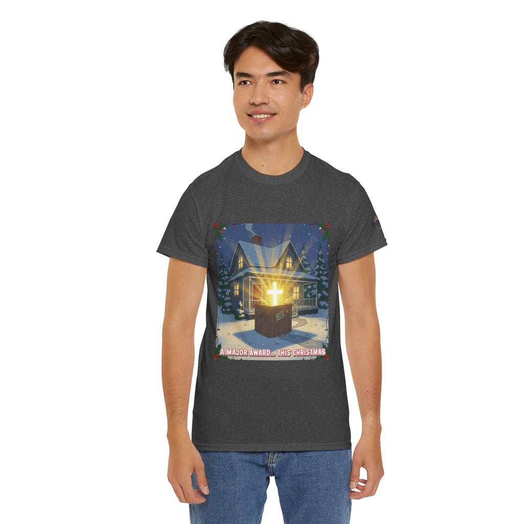 A Major Award This Christmas T-shirt – Fragile Leg Lamp Parody Cross Unboxing Christian T-shirt for Hilarious Faith & Holiday Glow Printify