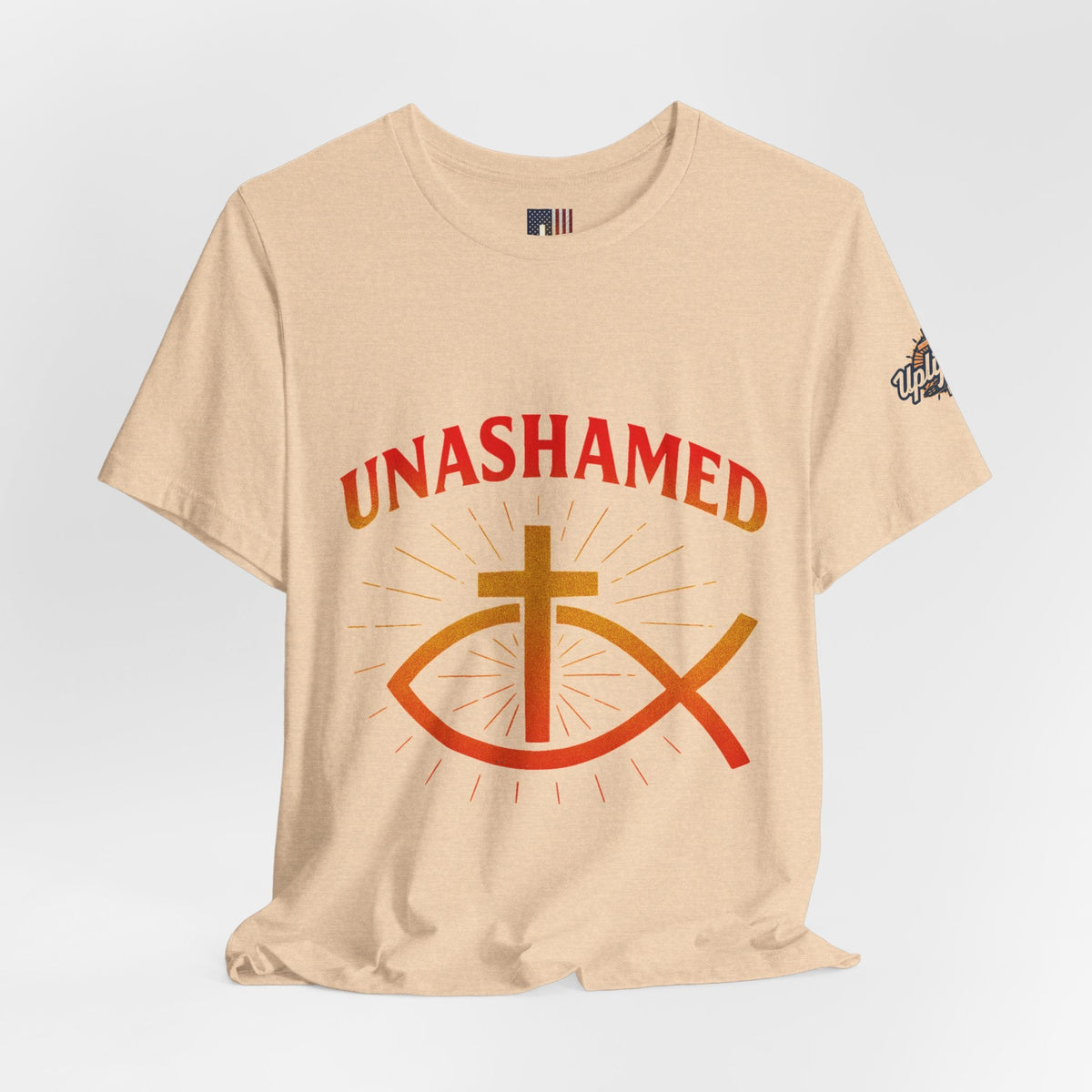 Unashamed T-shirt – Ichthys Jesus Fish & Cross Christian T-shirt for Romans 1:16 Bold Faith Printify