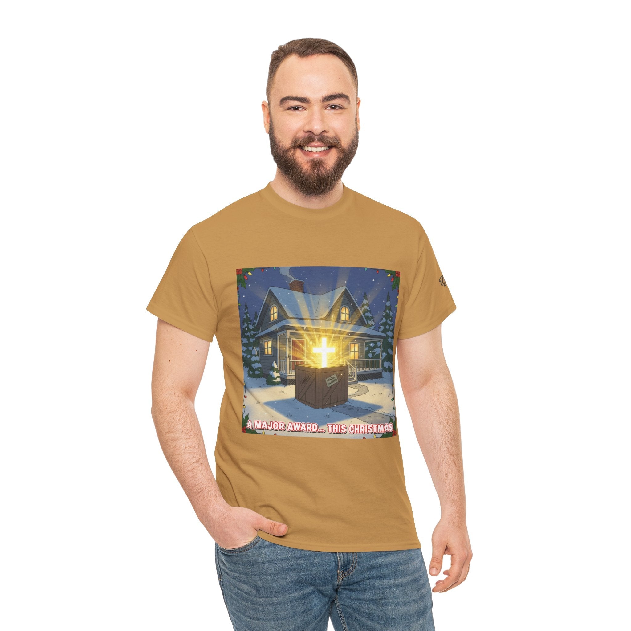 A Major Award This Christmas T-shirt – Fragile Leg Lamp Parody Cross Unboxing Christian T-shirt for Hilarious Faith & Holiday Glow Printify