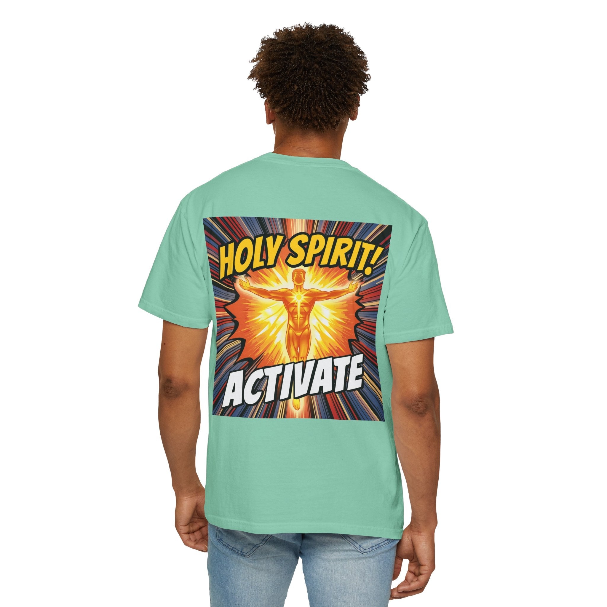 Holy Spirit Activate T-shirt – Superhero Christian T-shirt with Vibrant Power-Up Design for Faith-Fueled Boldness Printify