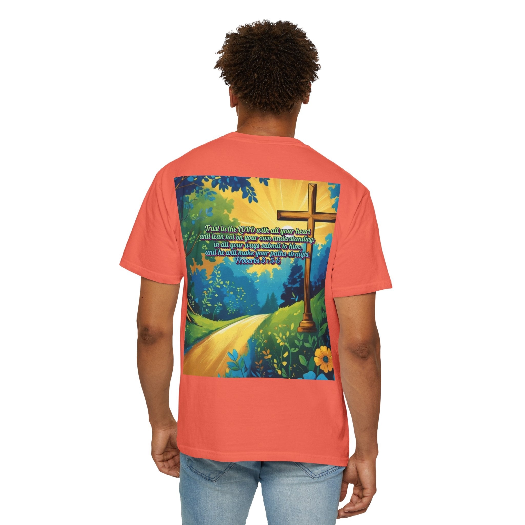 Trust in The Lord Proverbs 3:5-6 Biblical Design Unisex Garment-Dyed T-shirt Printify