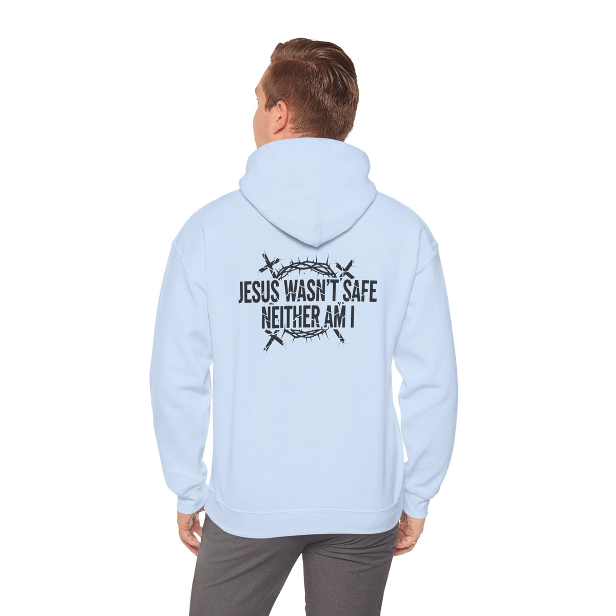 ⚡ Jesus Wasn’t Safe – Neither Am I | Bold Christian Hoodie | Storm-Walking Faith Tee | Minimalist Black & White Design | Uplifted Gear Printify