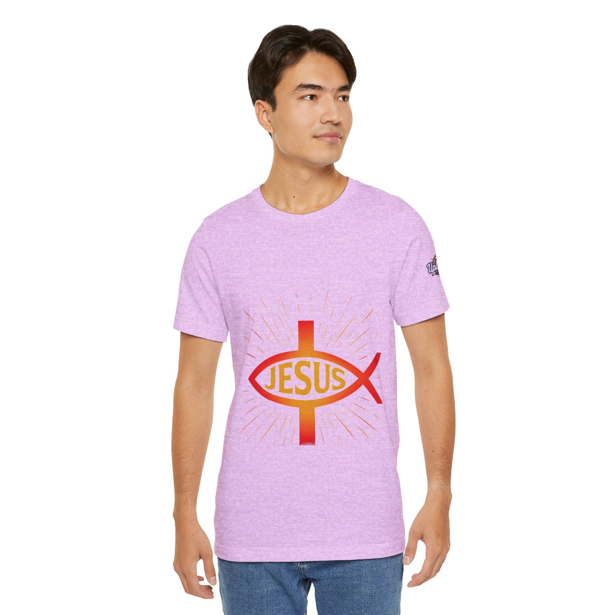 Jesus Ichthys T-shirt – Christian Fish Symbol with Cross & Jesus Inscription T-shirt for Eternal Faith & Streetwear Printify