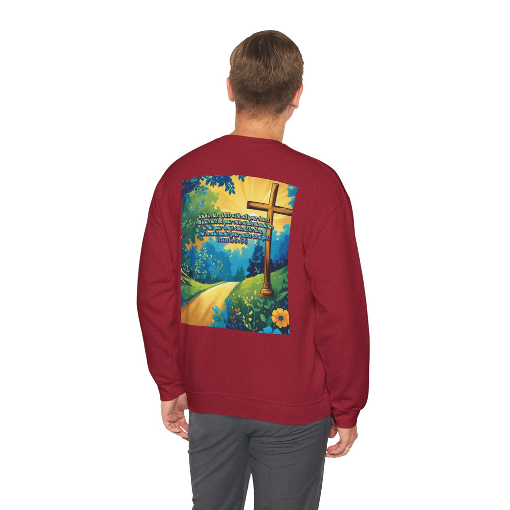 Trust in The Lord Proverbs 3:5-6 Biblical Design Crewneck Sweatshirt Printify