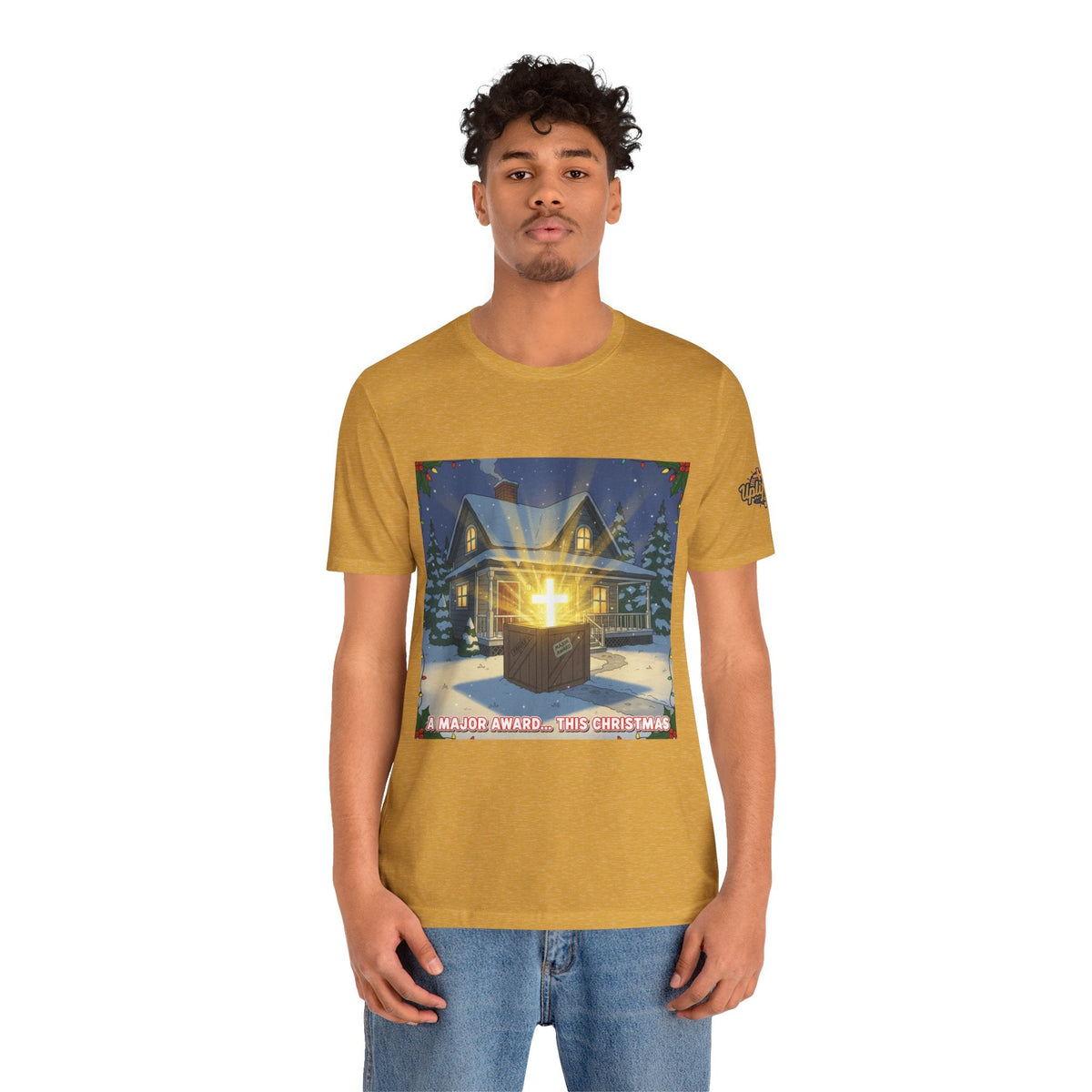 A Major Award This Christmas T-shirt – Fragile Leg Lamp Parody Cross Unboxing Christian T-shirt for Hilarious Faith & Holiday Glow Printify