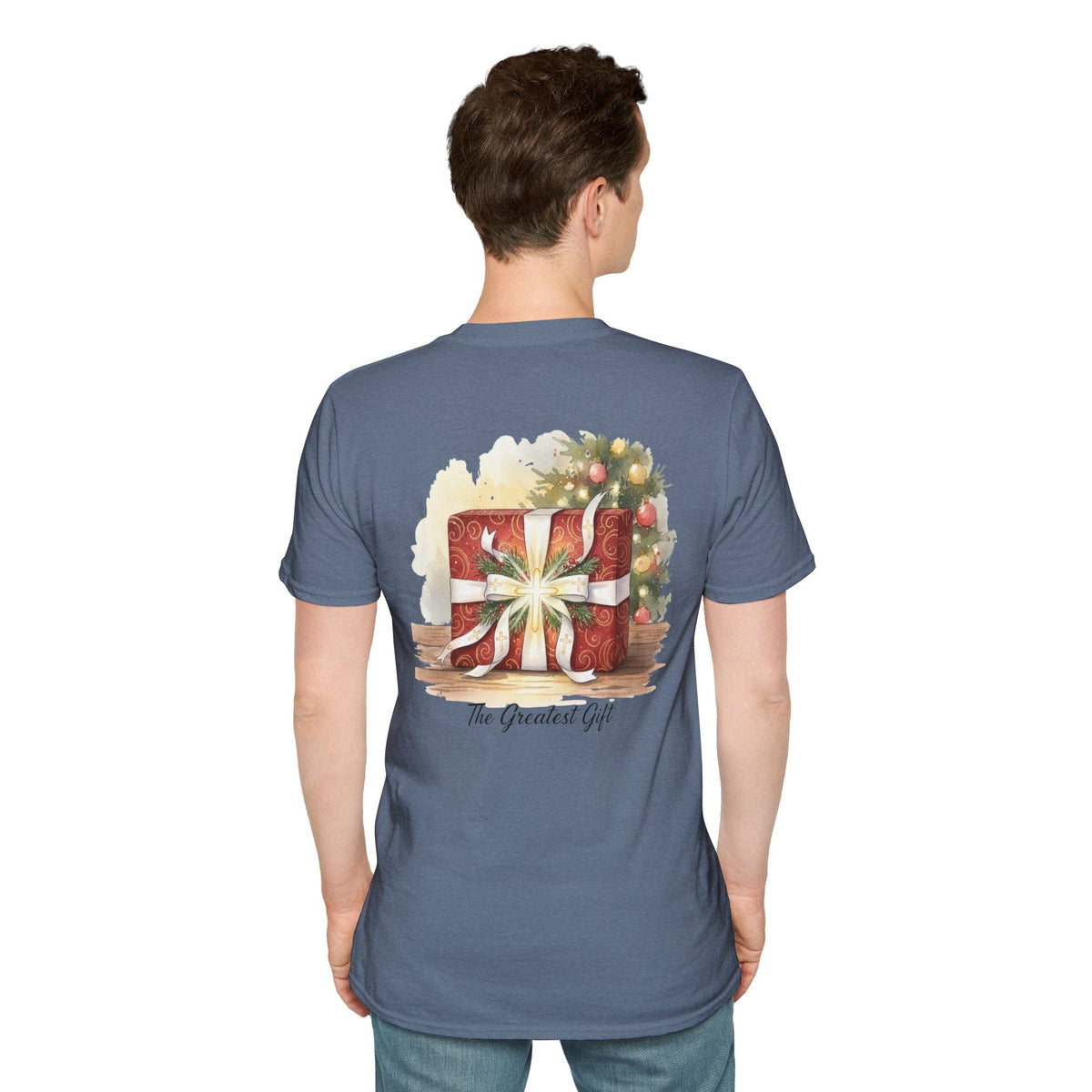 The Greatest Gift T-shirt – Cross Bow Present Christian T-shirt for Christmas Salvation & Eternal Faith Printify