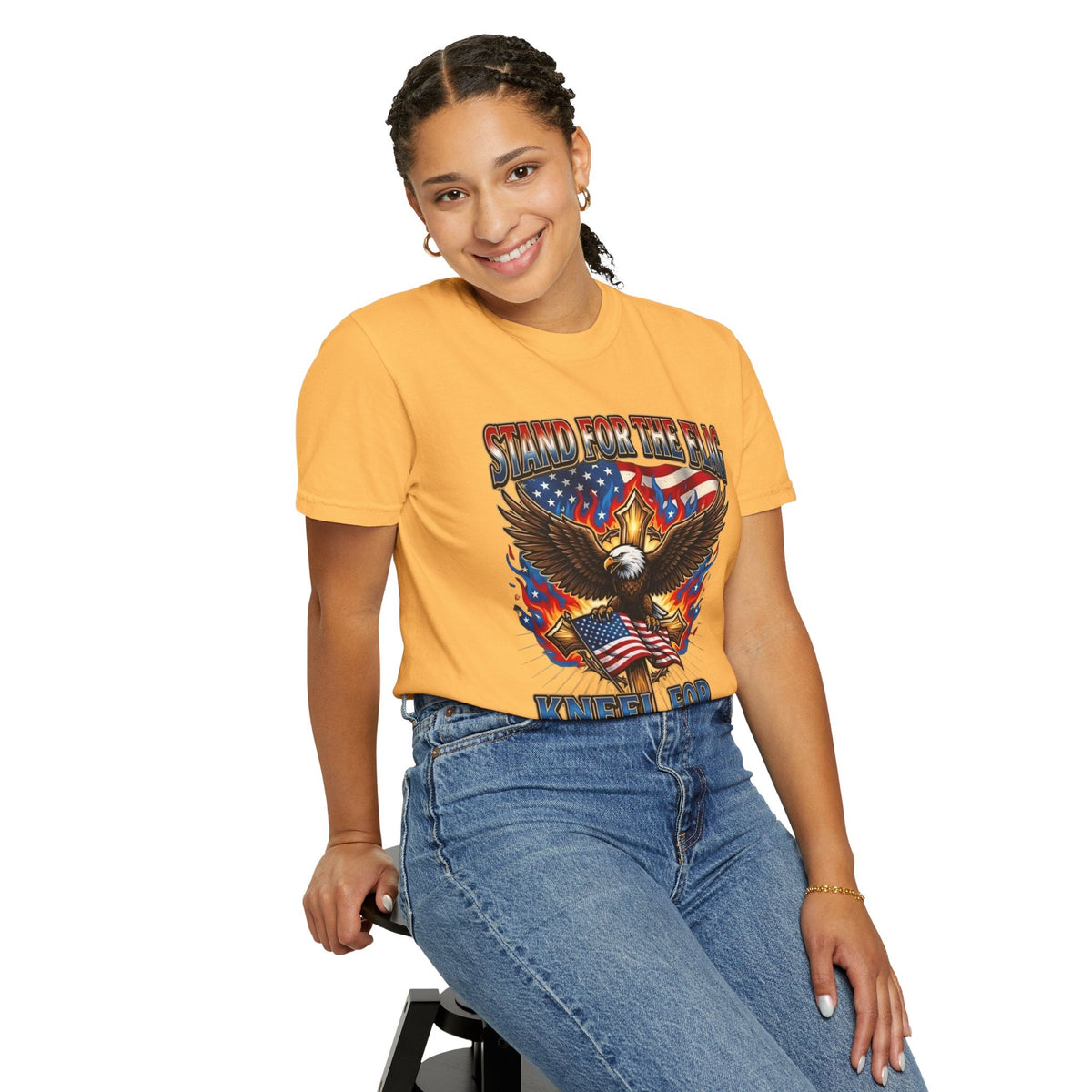 Stand for the Flag Kneel for the Cross T-shirt | Patriotic Eagle T-shirt Printify