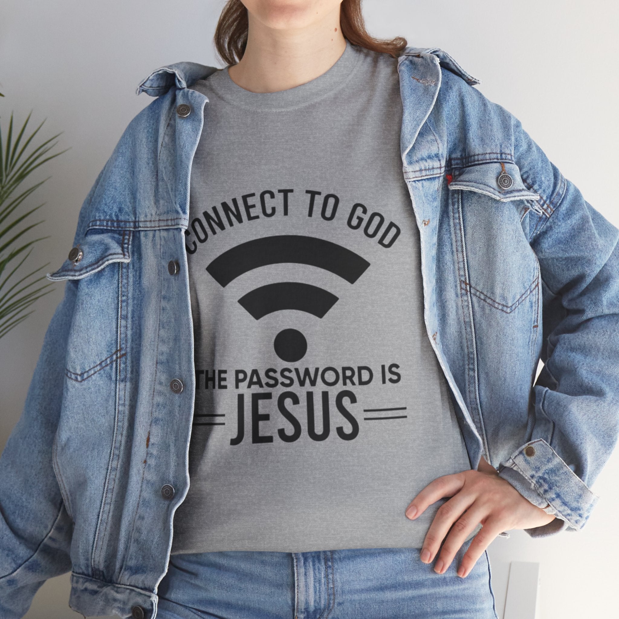 Connect to God T-shirt - WIFI Password is Jesus - Funny Christian Faith T-shirt Printify