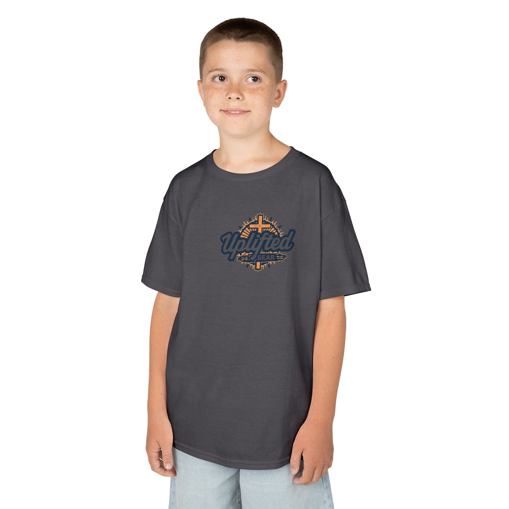 ✨ Chosen. Loved. Redeemed. – Elegant Christian Kids T-Shirt | Gold Foil Faith Tee | Subtle Cross & Heart Design | Inspirational Bible Verse Apparel by Uplifted Gear Printify
