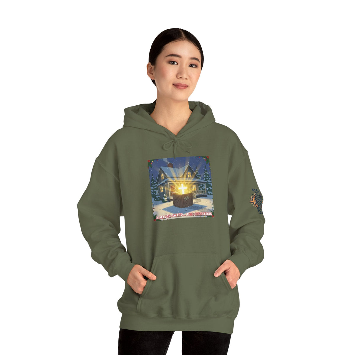 A Major Award This Christmas Hoodie – Fragile Leg Lamp Parody Cross Unboxing Christian Sweatshirt for Hilarious Faith & Holiday Glow Printify
