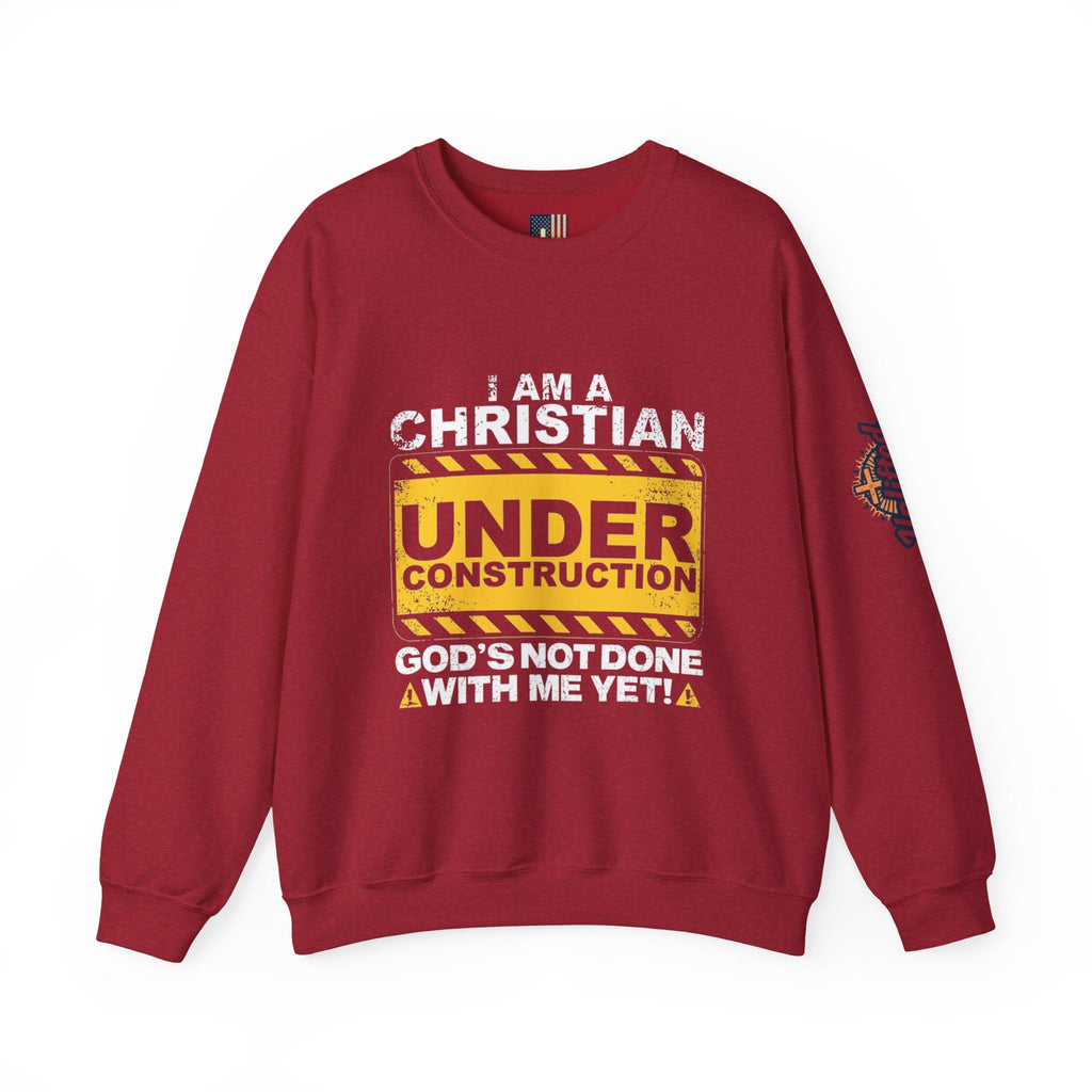 Christian Under Construction Sweatshirt | God Is Not Done With Me Yet Sweatshirt Printify