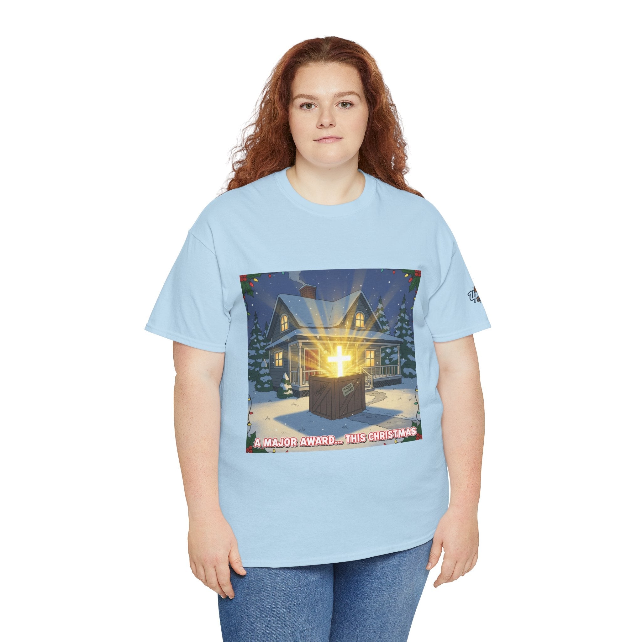 A Major Award This Christmas T-shirt – Fragile Leg Lamp Parody Cross Unboxing Christian T-shirt for Hilarious Faith & Holiday Glow Printify