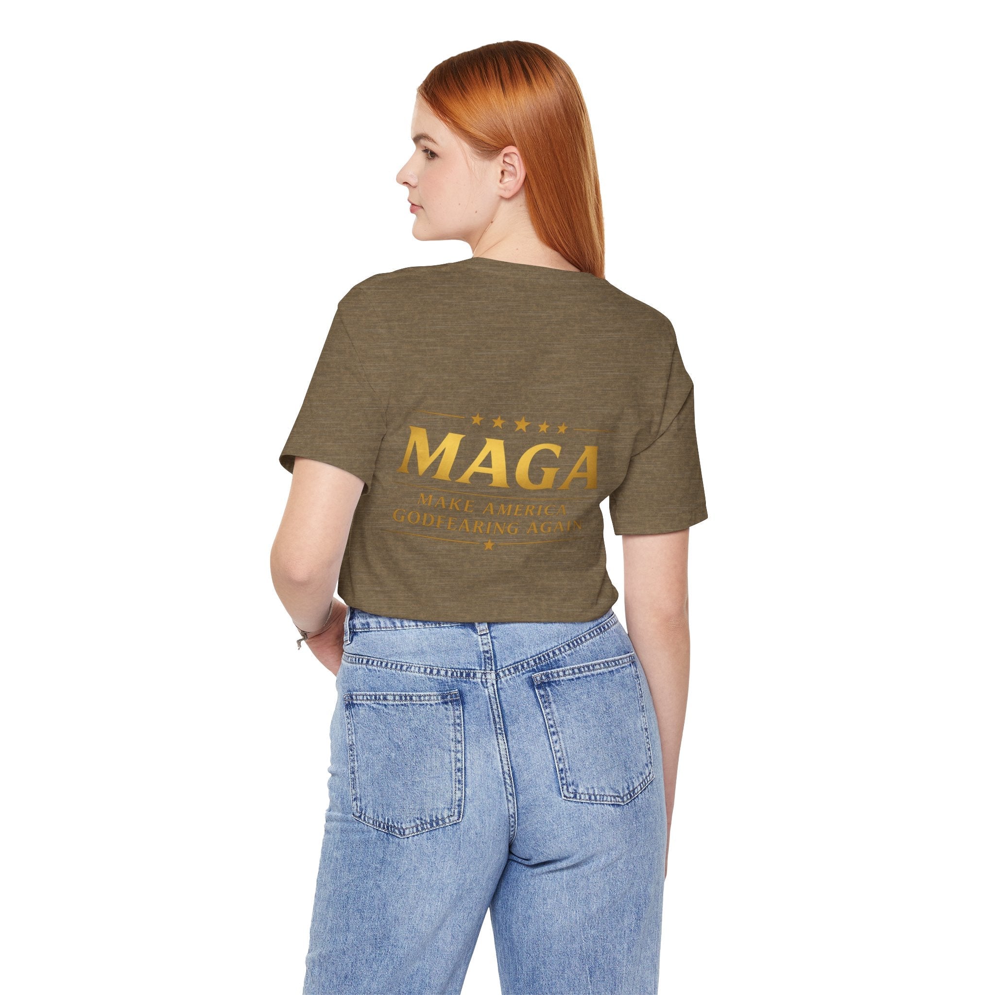 MAGA Gold Letter T-Shirt — "Make America Great Again" Printify