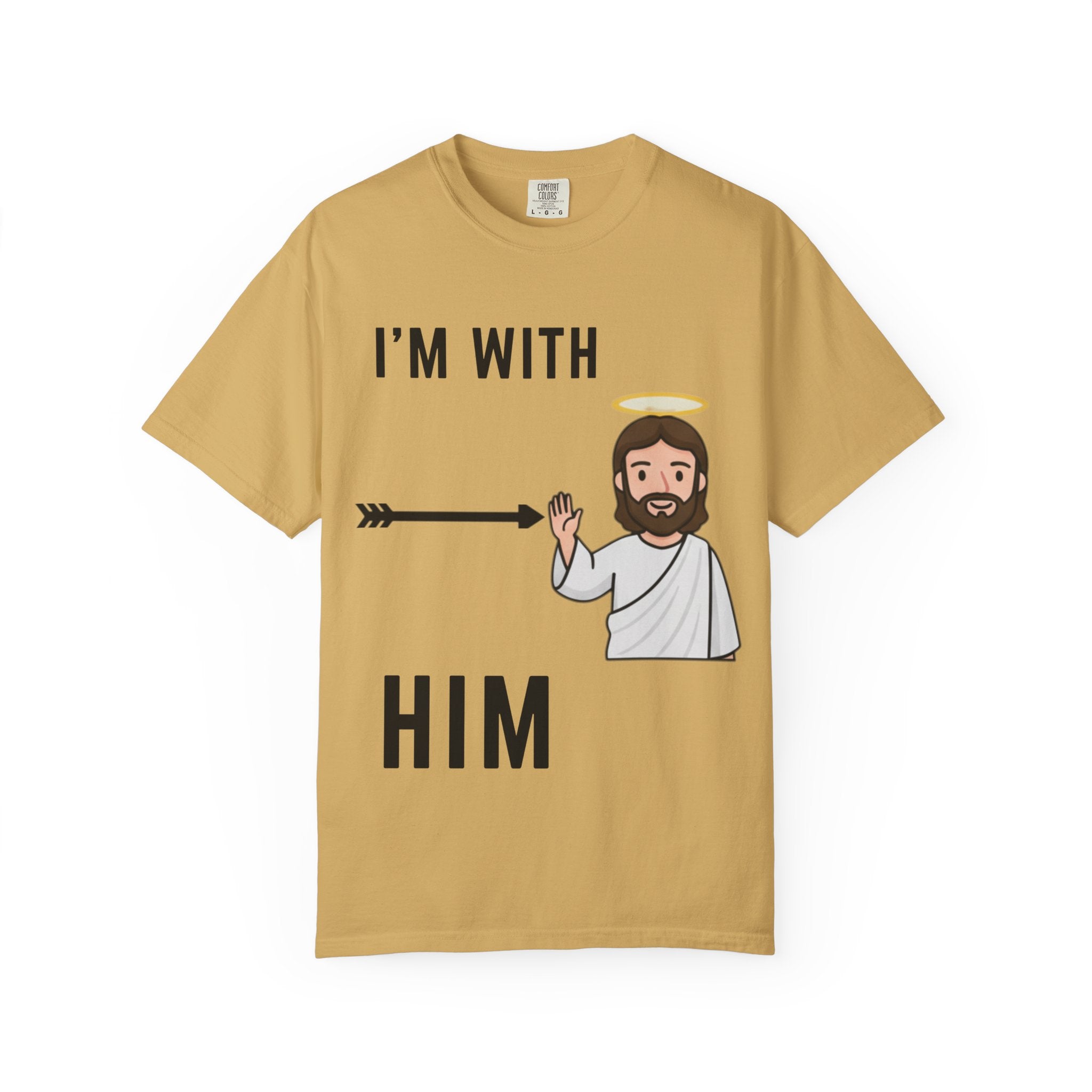 🔥 I’m With Him → Christian T-Shirt | Arrow Pointing to Jesus | Minimalist Faith Tee | Subtle Cross Design | Bible-Inspired Apparel by Uplifted Gear Printify