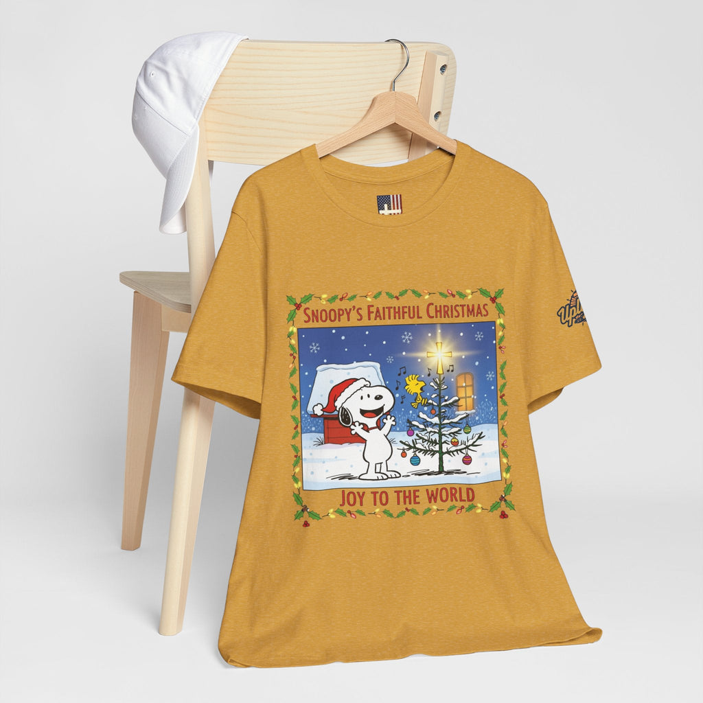 🎄 Faithful Christmas Friends – Christian Holiday T-Shirt | Festive Tree & Cartoon Duo | Heartwarming Christmas Tee by Uplifted Gear Printify
