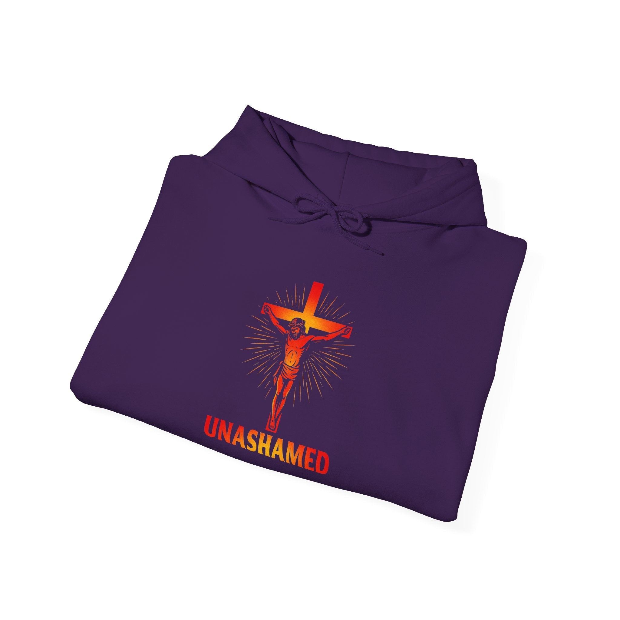 Unashamed Hoodie – Romans 1:16 Crucifixion Christian Sweatshirt for Bold Unwavering Faith Printify