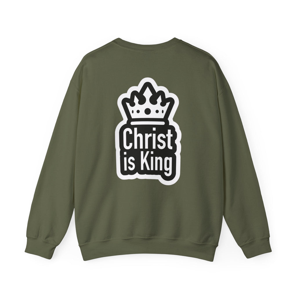 Christ is King Sweatshirt – Bold Crown & Cross Christian Hoodie for Unshakable Faith Printify