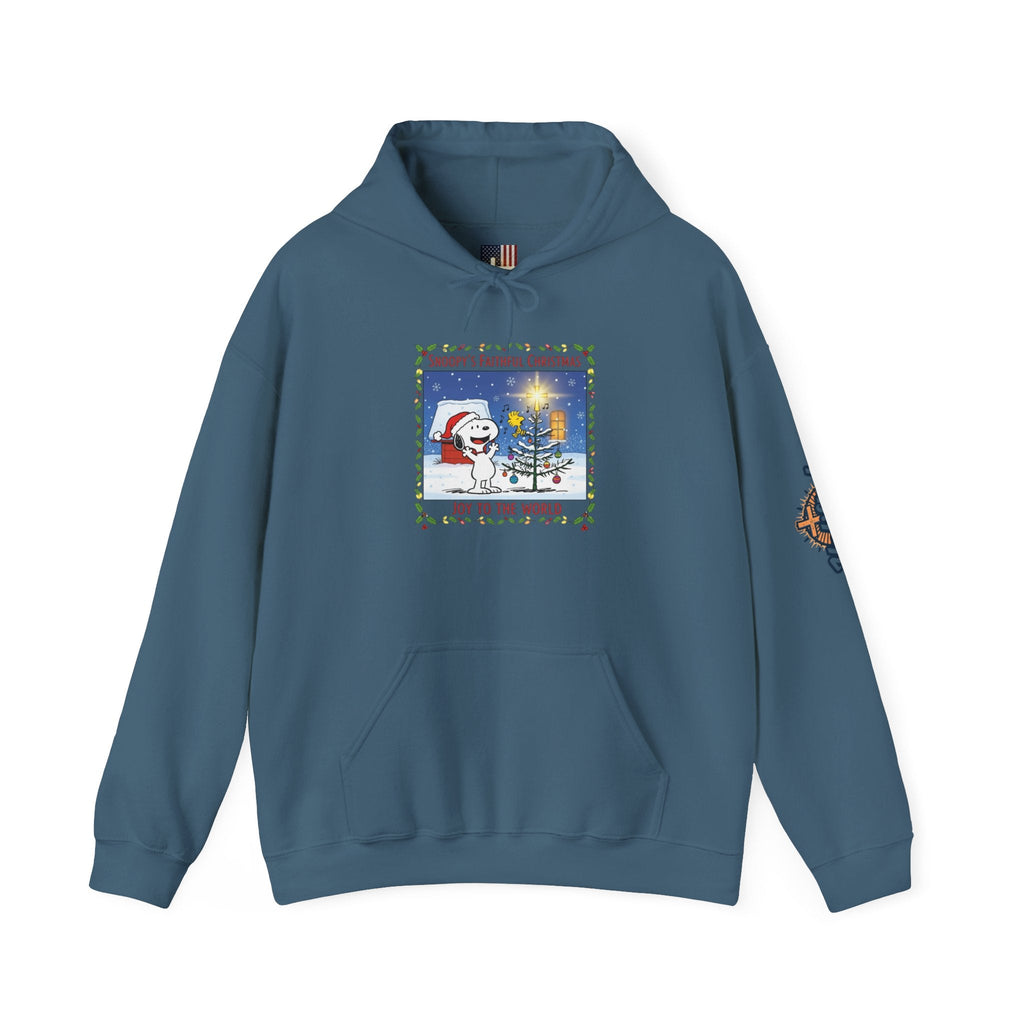 🎄 Faithful Christmas Friends – Christian Holiday Hoodie | Festive Tree & Cartoon Duo | Heartwarming Christmas Tee by Uplifted Gear Printify