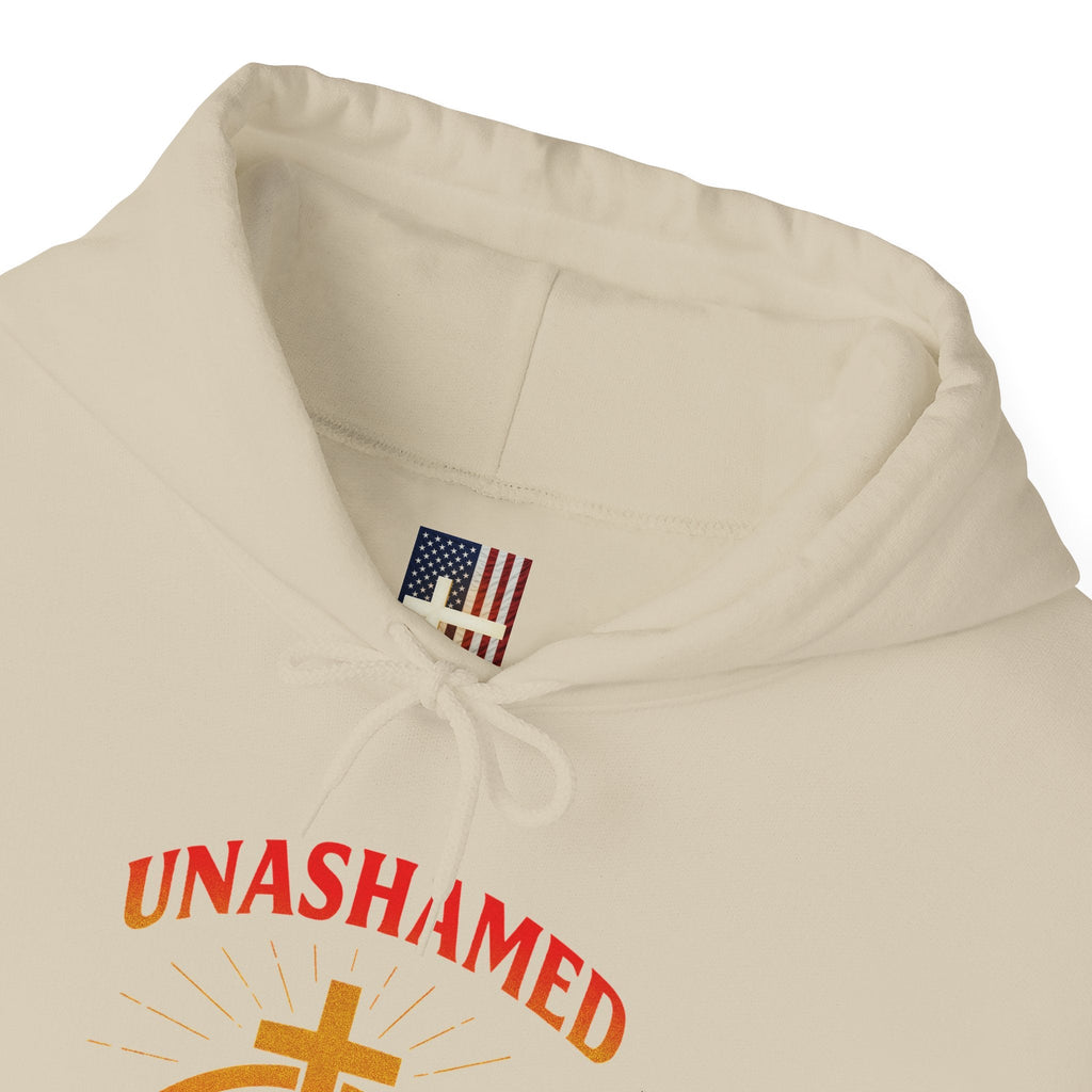 Unashamed Hoodie – Ichthys Jesus Fish & Cross Christian Sweatshirt for Romans 1:16 Bold Faith Printify