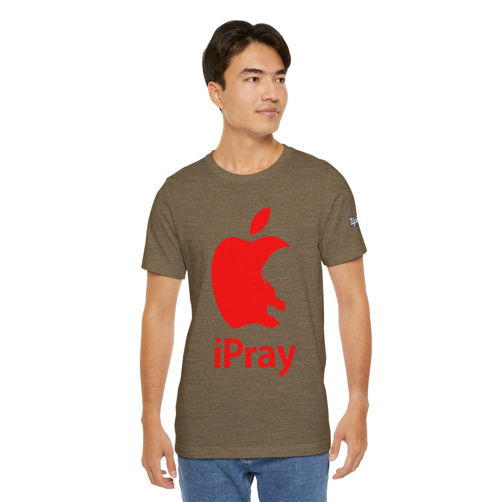 iPray Red Apple Christian T-Shirt — Faith Graphic Tee Printify
