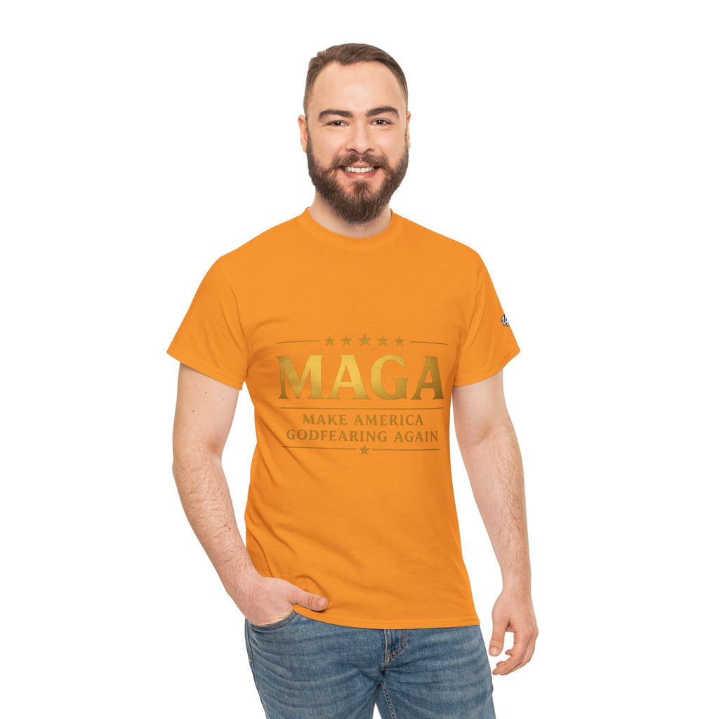 MAGA Gold Letter T-Shirt — "Make America Great Again" Printify