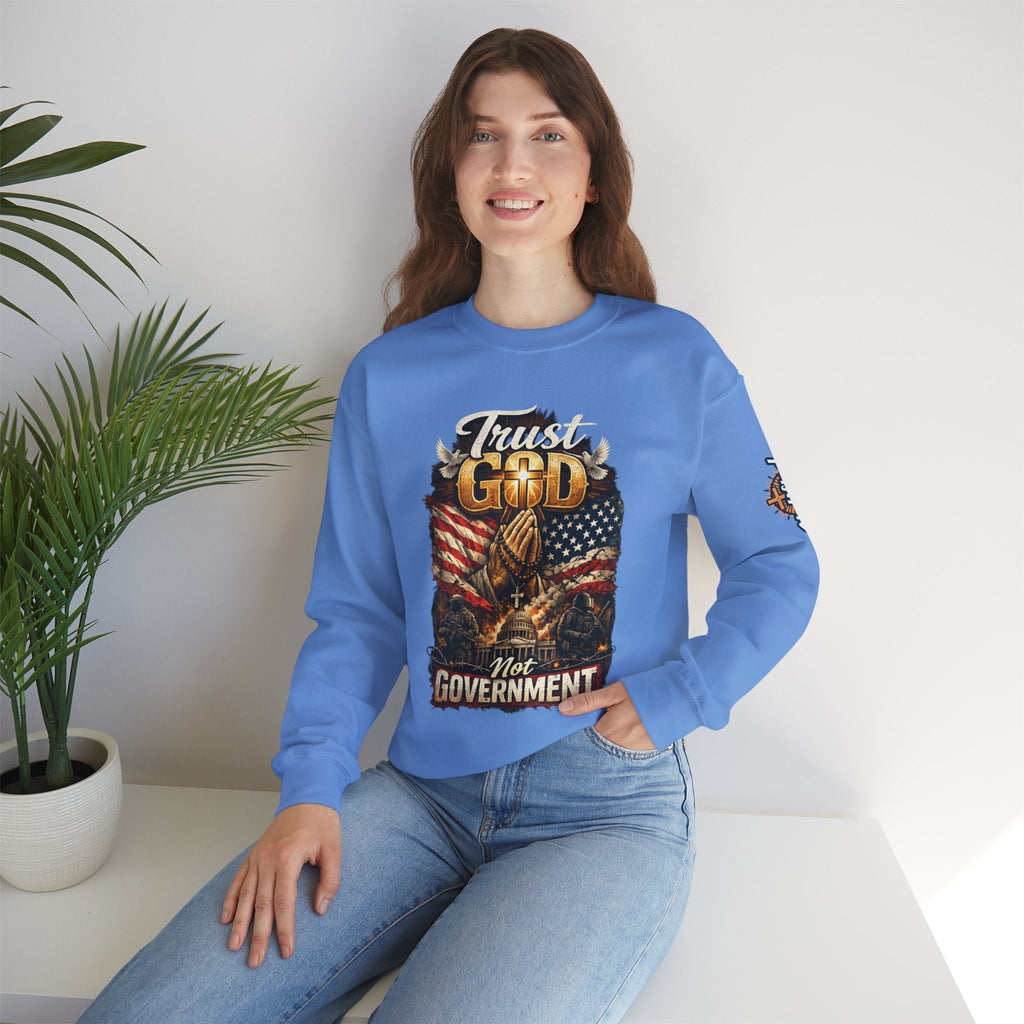Trust God Not Government Sweatshirt — Vintage Patriotic Christian Sweatshirt Printify