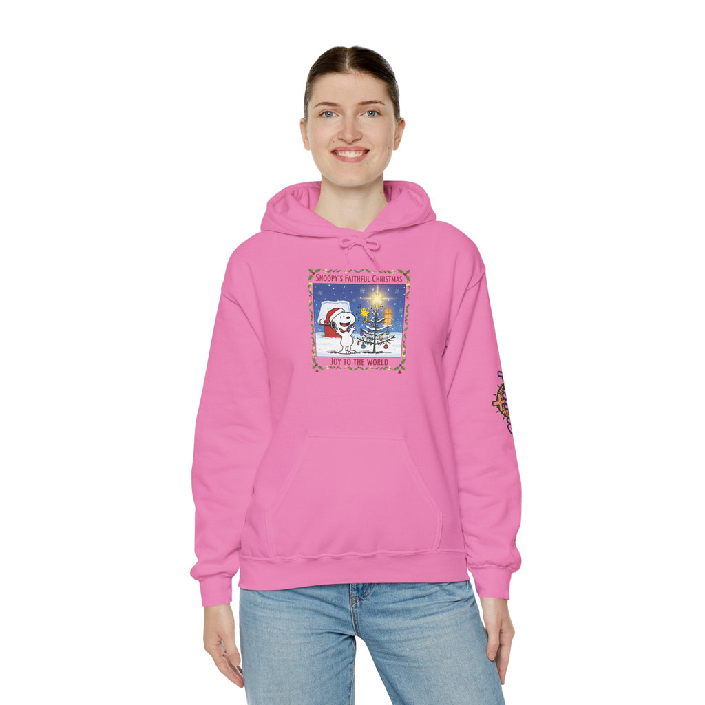 🎄 Faithful Christmas Friends – Christian Holiday Hoodie | Festive Tree & Cartoon Duo | Heartwarming Christmas Tee by Uplifted Gear Printify