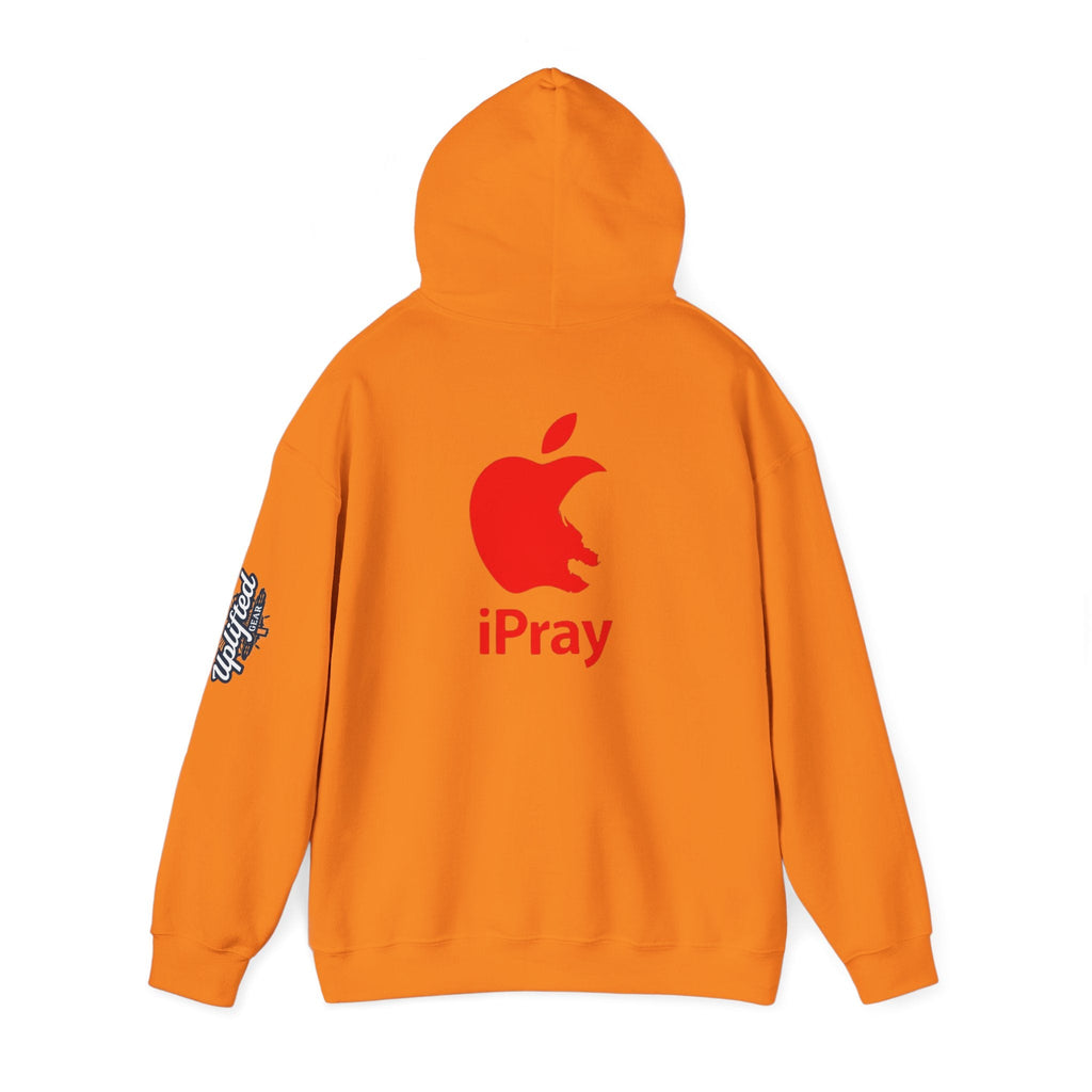 iPray Apple Logo Hoodie — Funny Christian Hoodie (Minimal Red Apple Graphic) Printify