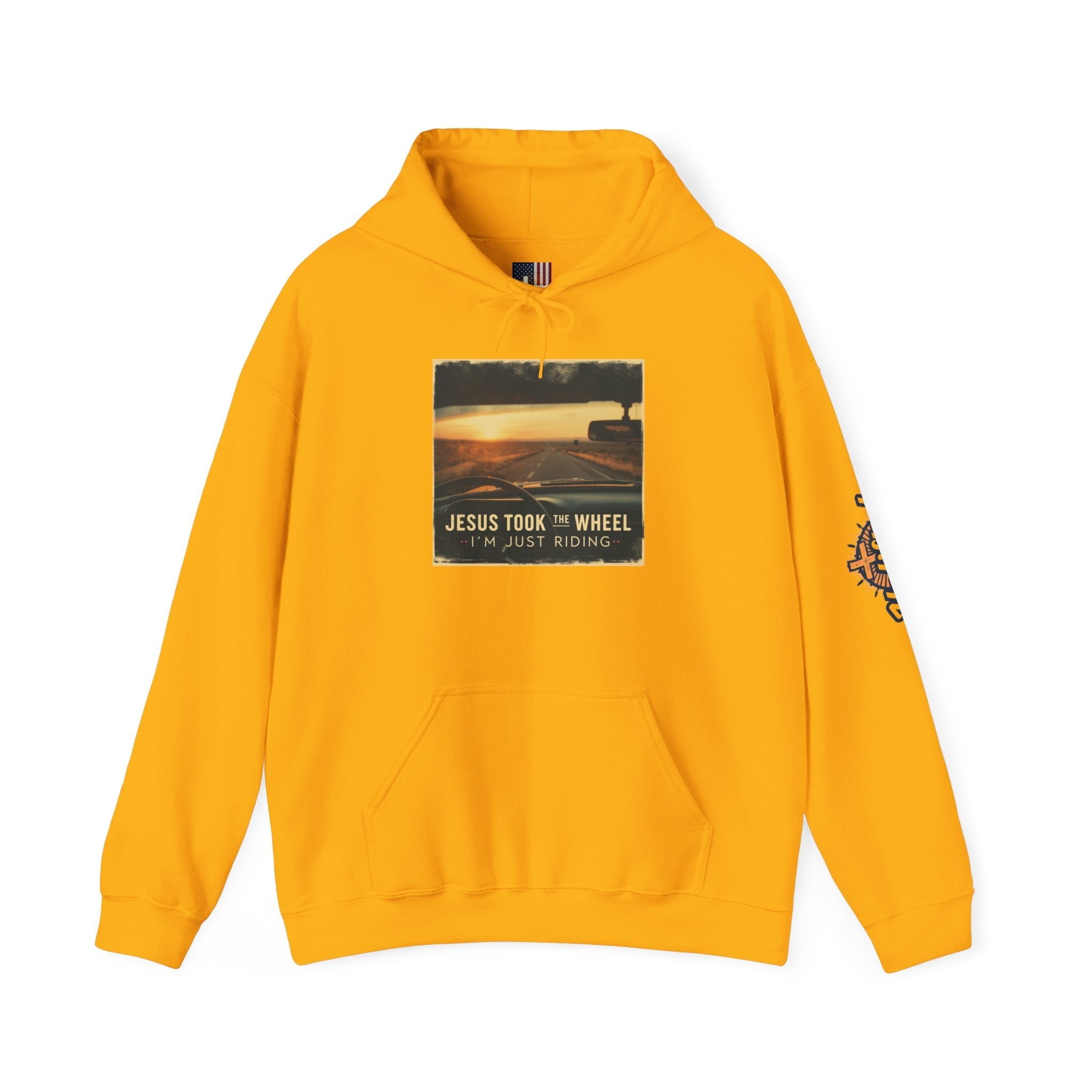 Jesus Took the Wheel I'm Just Riding Hoodie – Funny Christian Convertible Car Sweatshirt for Surrendered Faith & Humor Printify