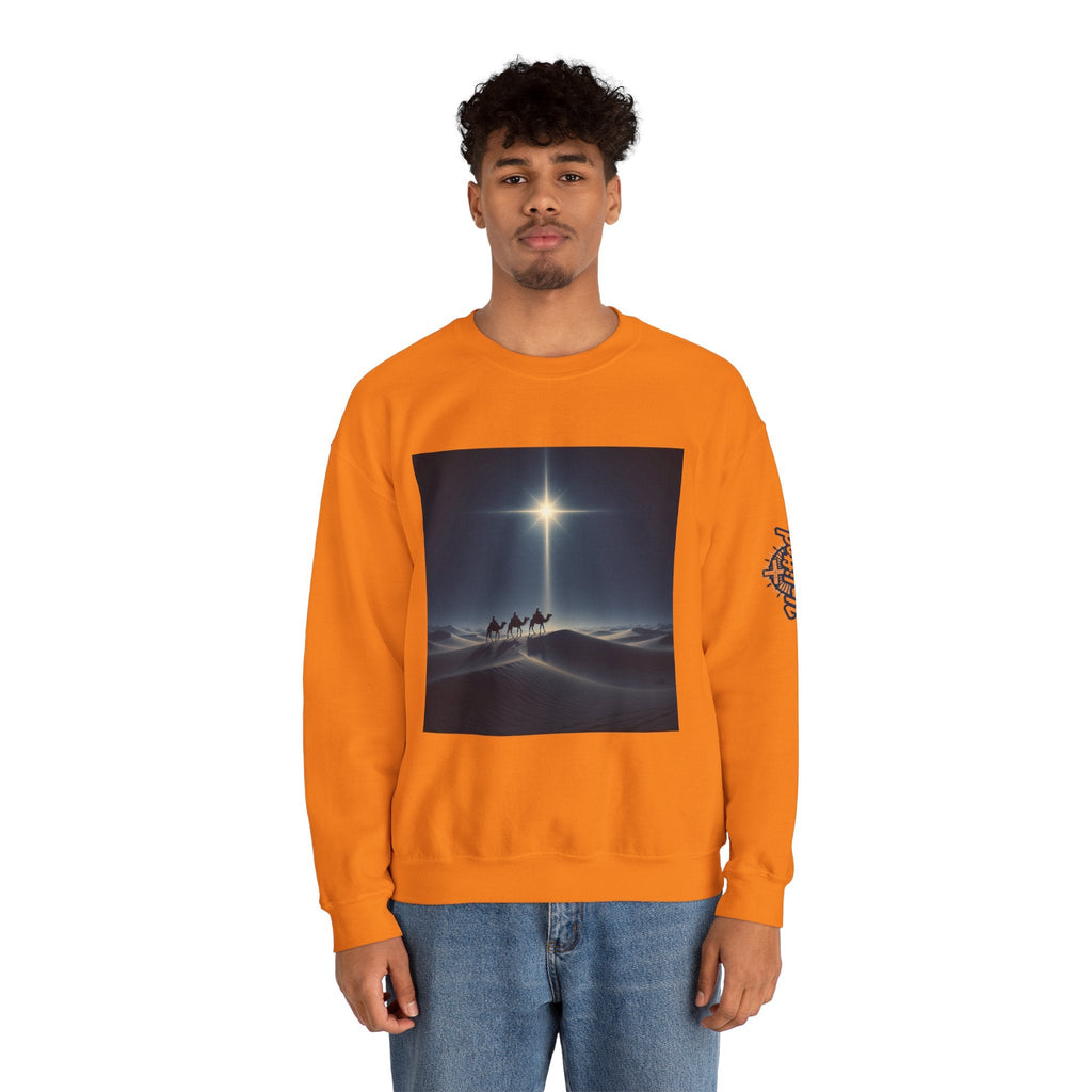 3 Wise Men Sweatshirt – Magi Camels Nativity Journey Christian Christmas Sweatshirt for Epiphany Faith & Holy Night Printify