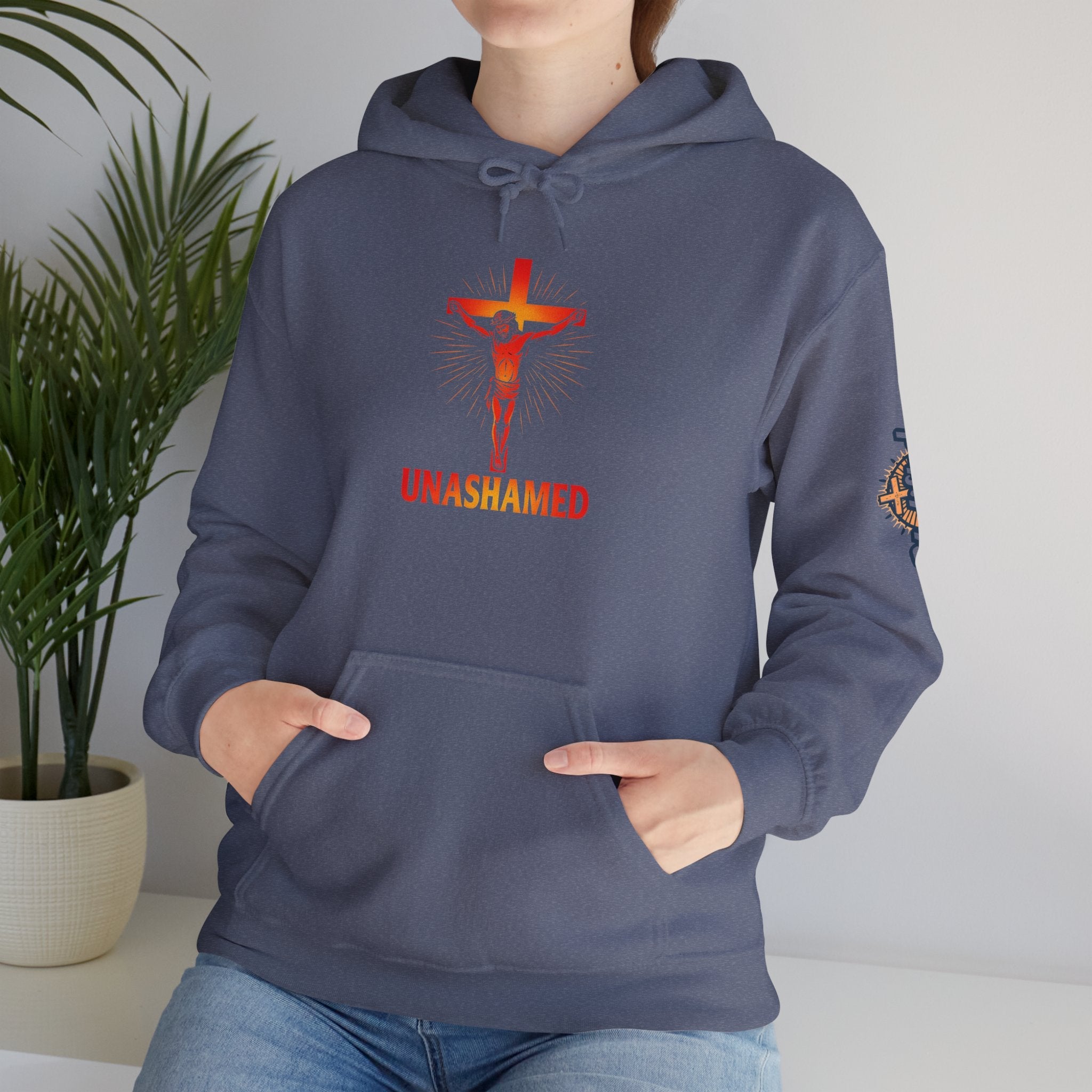 Unashamed Hoodie – Romans 1:16 Crucifixion Christian Sweatshirt for Bold Unwavering Faith Printify