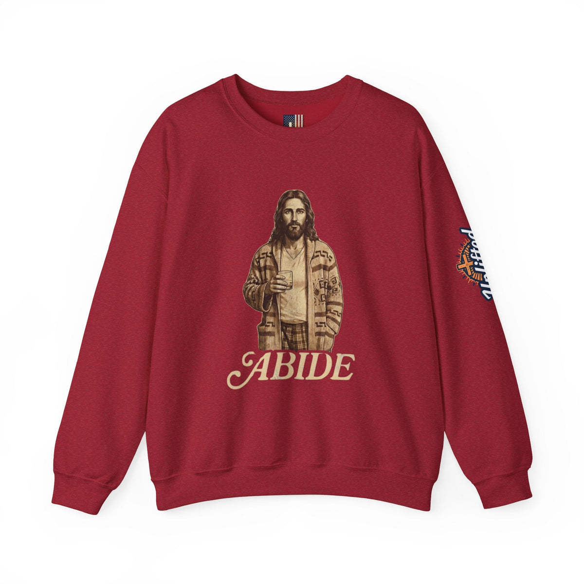 Abide Jesus Sweatshirt — Vintage 'The Dude' Religious Graphic Sweatshirt Printify