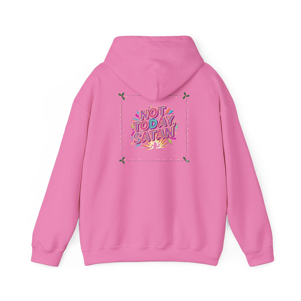 🔥 Not Today, Satan – Retro 90s Christian Hoodie | Neon Faith Tee | Funky Cartoon Devil | Bold Bible Verse Shirt | Uplifted Gear Printify