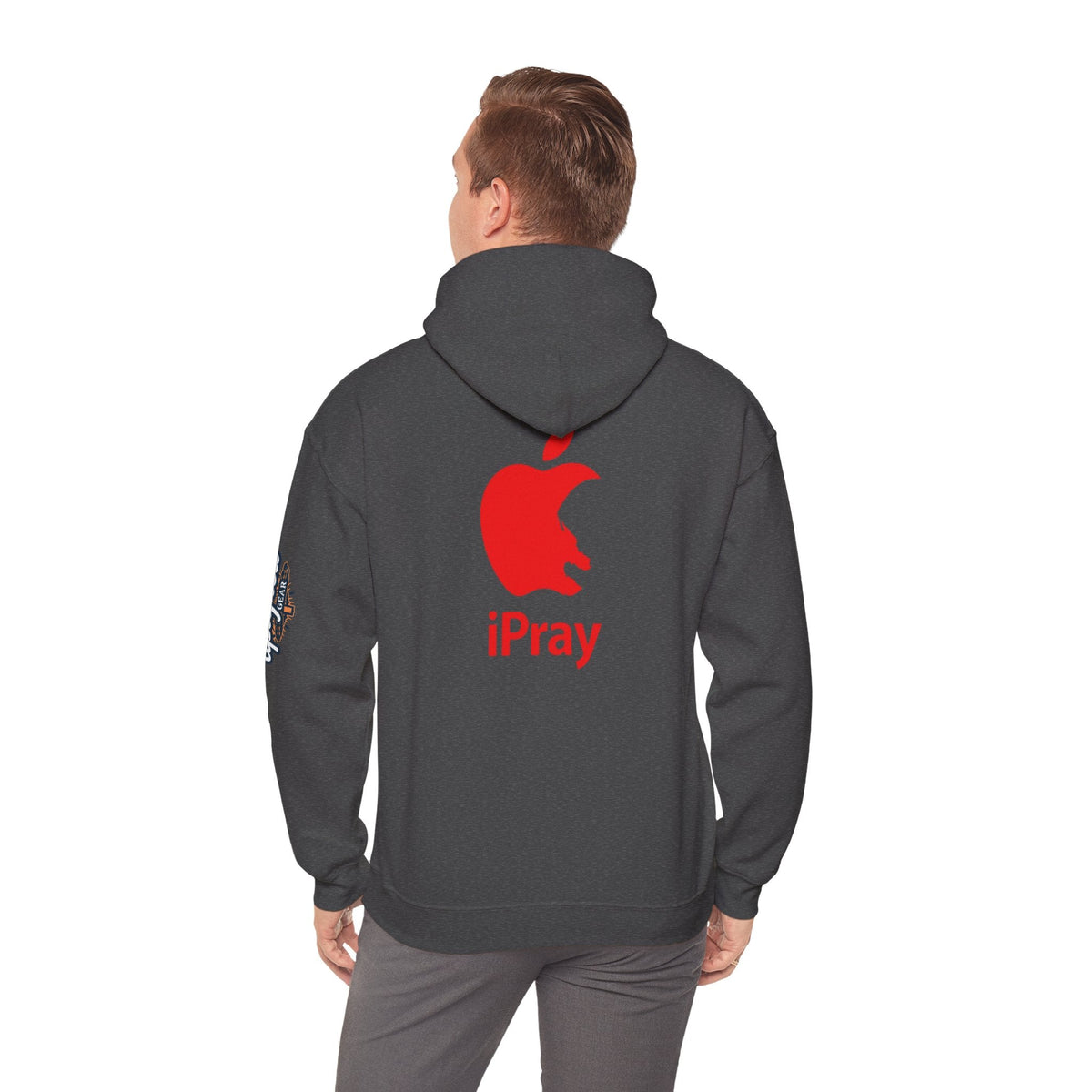 iPray Apple Logo Hoodie — Funny Christian Hoodie (Minimal Red Apple Graphic) Printify
